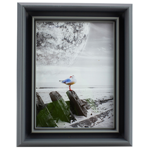 Homeware Photo Frame Bird Print Dark Blue/ Grey Design 6"x8"