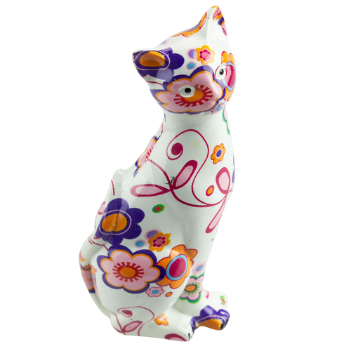 Home Decore Figurine Cat Floral Design Large 6cm x 4cm x 16cm