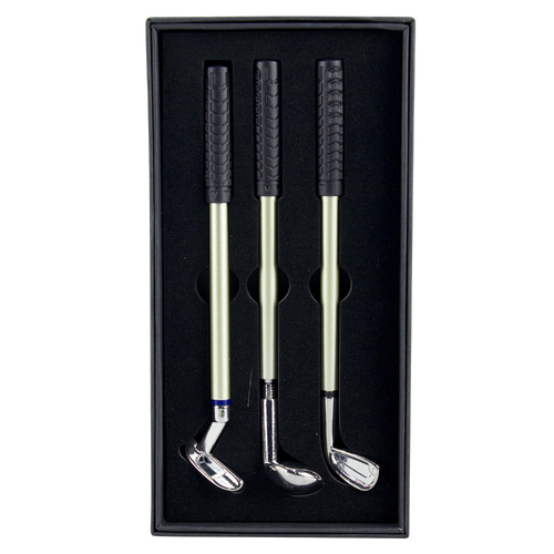 Pen Gift Set Of 3 Golf Club Design In Black Case