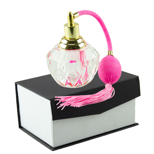 Women's Perfume Glass Bottle Pink With Atomizer In Black Case