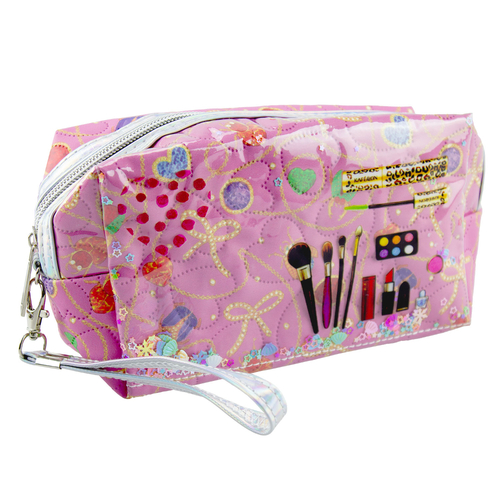 Lulu Grace Make Up Cosmetics Bag Pink With A Make Up Kit Pattern Design