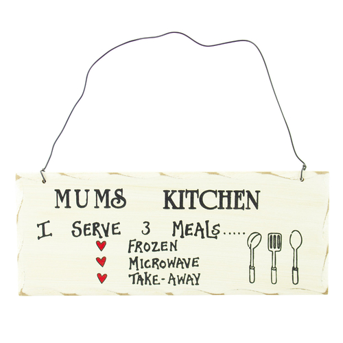 Home Decor Humour Hanging Sign Mums Kitchen I Serve 3 Meals Design