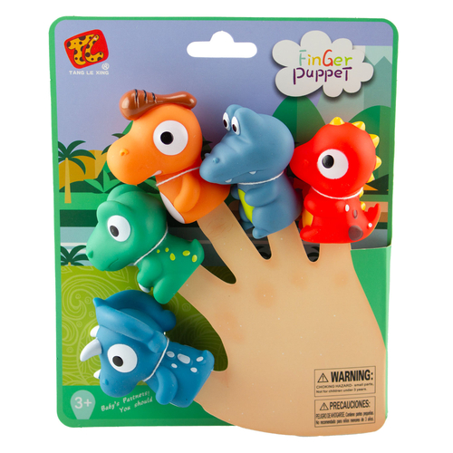 Kids Finger Puppet Set Of Five Dinosaur Design