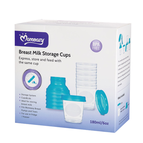 Momeasy Breast Milk Storage Cups Leak Safe And Freeze Safe BPA Free 180ml