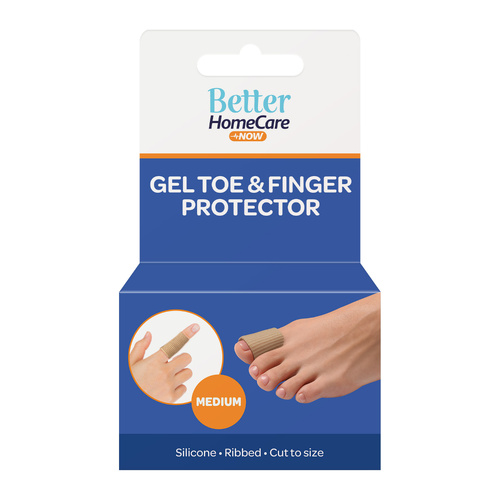 Better Home Care Now Medium Gel Toe Cap Ribbed Fabric Silicone Tube Strip 15.5 x 2.5cm