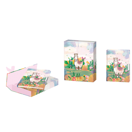 Llama Notebook Stationery Diary Magnetic Box Gift Set 