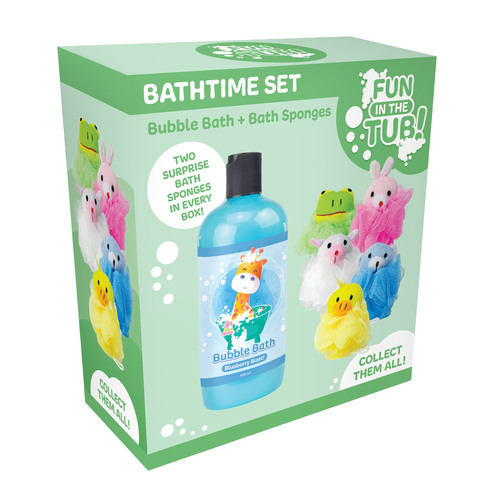 Fun In The Tub Giraffe Bubble Bath Set With Bonus Animal Netting Sponges