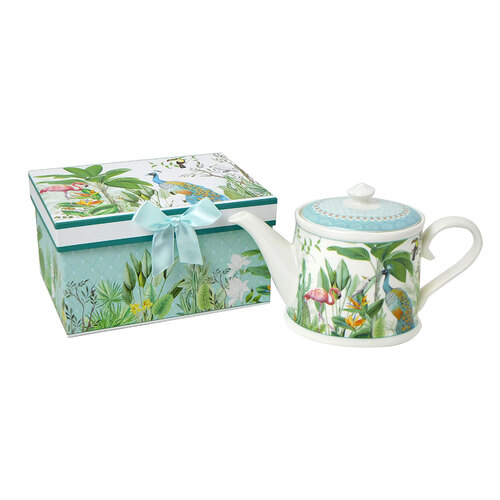 Coffee Pot Rainforrest And Birds Design Gift Set