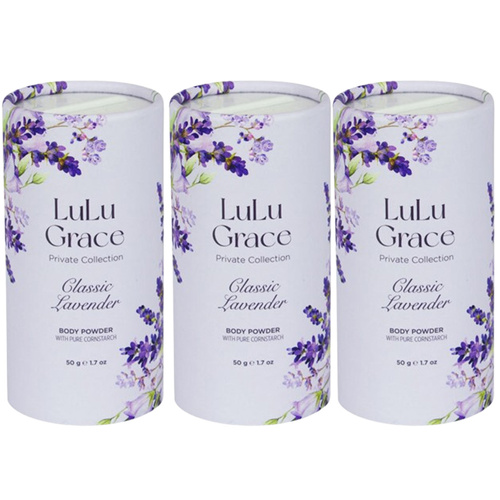 Lulu Grace 3 x  Lavender Talc Free Body Powder 50gm