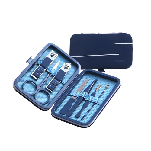 Crewman Mens Navy Blue Manicure Set for Men 7 Piece Kit