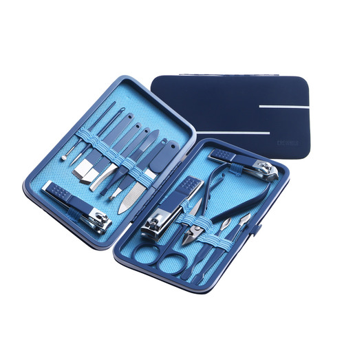 Crewman Mens Navy Blue Manicure Set for Men 15 Piece Kit