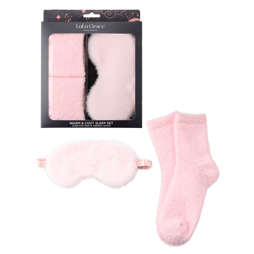 Lulu Grace Cosy Sleep Set Socks and Eyemask Pastel Pink