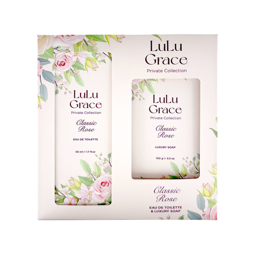 Lulu Grace Rose Gift Set 50ml Eau De Toilette EDT & 100gm Soap