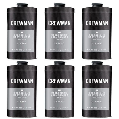 Crewman Mens Classic Talc Free Body Powder 250g Value Pack x 6