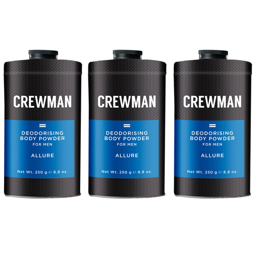 Crewman Mens Allure Talc Free Body Powder 250g Value Pack x 3