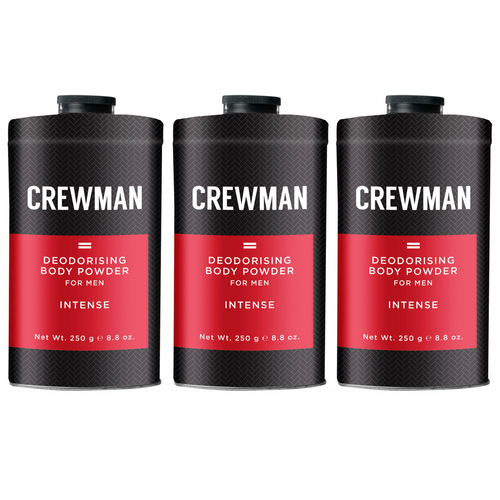 Crewman Mens Intense Talc Free Body Powder 250g Value Pack x 3