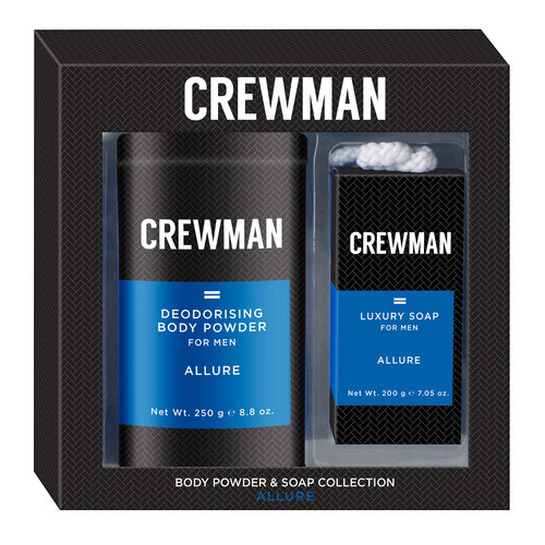 Crewman Mens Allure Talc Free Body Powder 250g and Soap 200g Gift Set