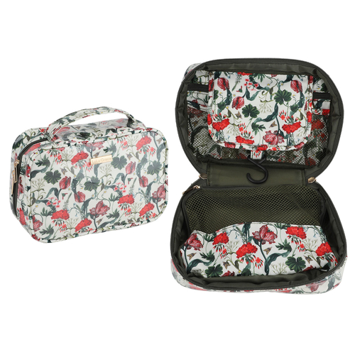 Lulu Grace Toiletry Bag In Classic Floral Print Design With Handle 22 x 7 x 14cm