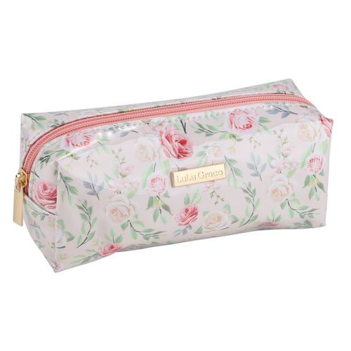 Lulu Grace Cosmetic Bag In Classic Rose Print Design With  Handle 18 x 7 x 7cm