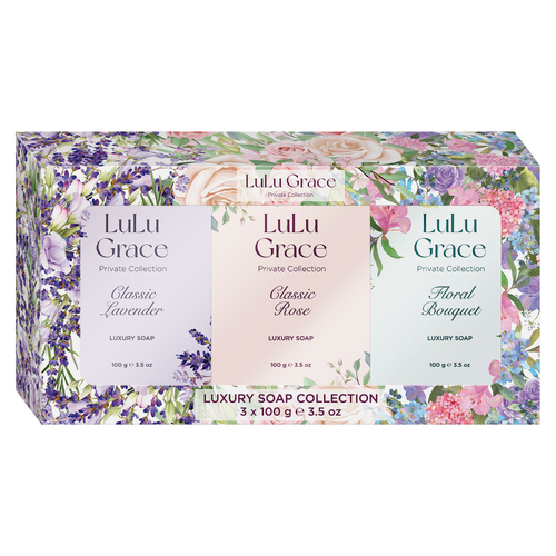 Lulu Grace 3 x Luxury Soap Gift Set 3 x 100g Lavender Rose And Floral