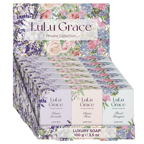 Lulu Grace Private Collection 18 x 100gm Soap Set Rose Lavender Floral Bouquet