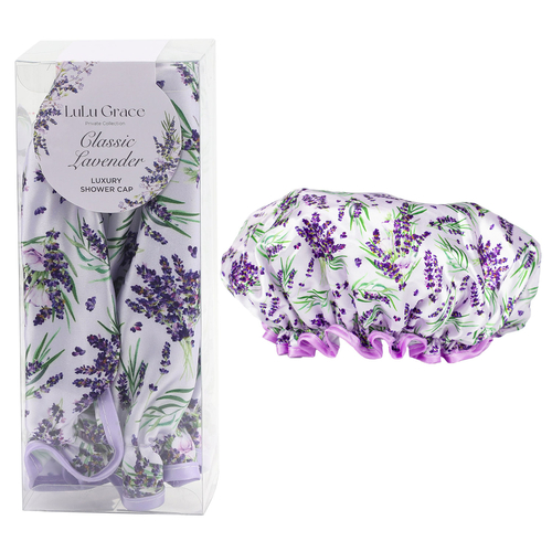 Lulu Grace Private Collection Luxury Shower Cap In Classic Lavender Print Design