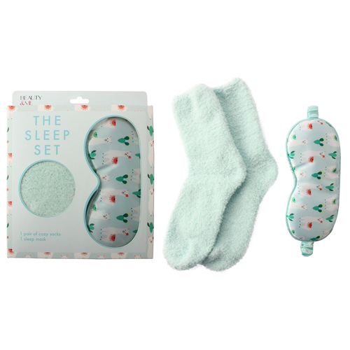 Beauty & Me Sleep Gift Set With Cosy Socks, Sleep Mask For Travel And Home Blue