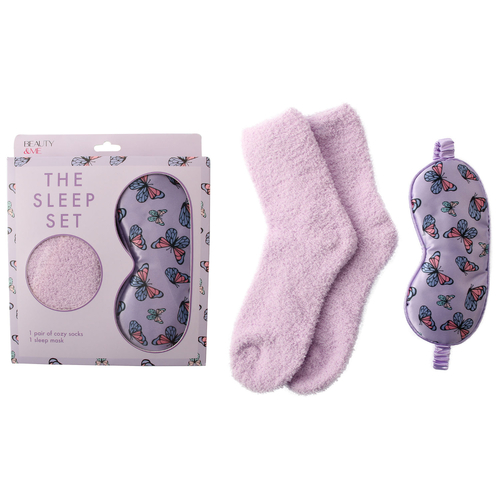 Beauty & Me Sleep Gift Set With Cosy Socks Sleep Mask For Travel And Home Purple