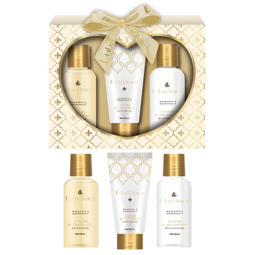 Lulu Grace 3 Piece Luxury Bath Gift Set Mandarin And Grapefruit Scent