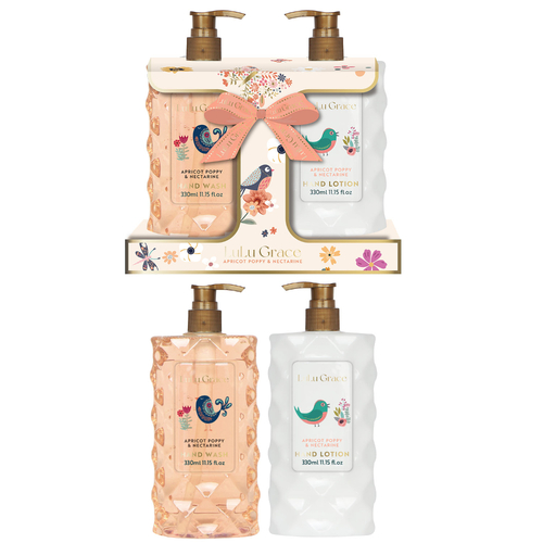 Lulu Grace Hand Care Gift Set Apricot Poppy And Nectarine 2 x 330ml Wash and Lotion