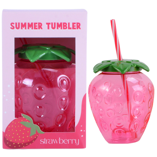 Summer Tumbler For Drinking In Strawberry Design