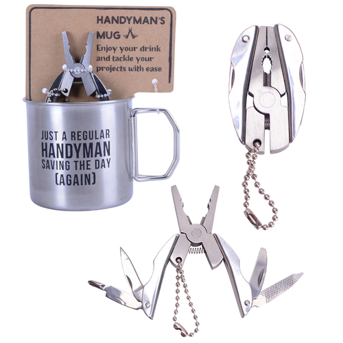 Handyman's Mug And Multitool Keychain Gift Set