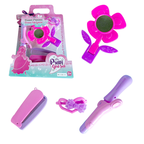 Kids Princess Dress Up Flower Mirror Comb And Hair Styling Toy 18.5 x 15 x 7.5cm