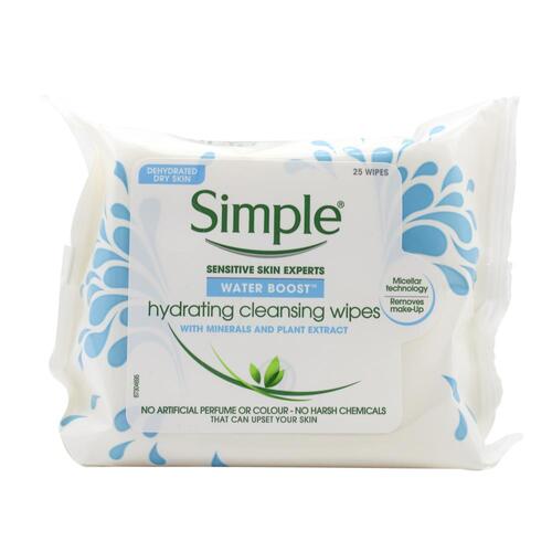 Simple Hydrating Cleansing Wipes With Minerals And Plant Extracts 25 Pack