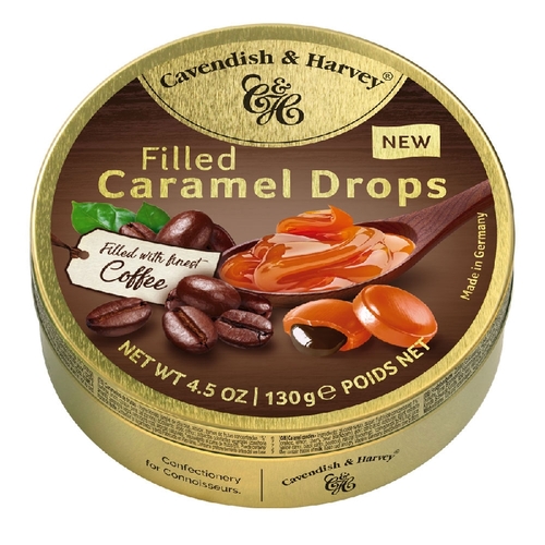 Cavendish and Harvey Caramel With Coffee Drops 130g Tin Sweets Candy Lollies