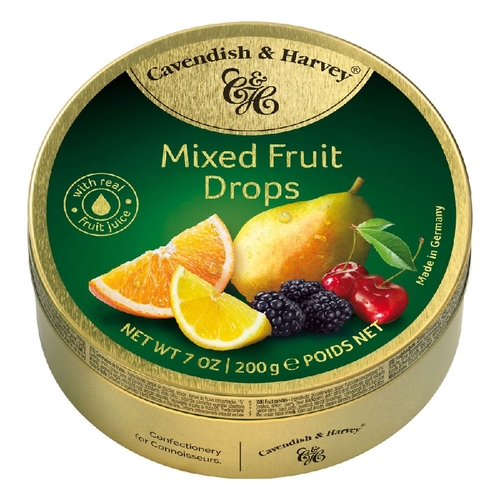 Cavendish and Harvey Mixed Fruit Drops 200g Tin Sweets C&H Candy Lollies