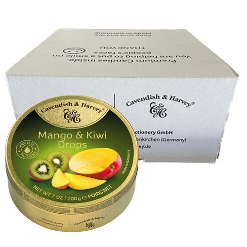 Cavendish and Harvey Mango & Kiwi Drops 200g Tin Sweets Candy Lollies x 10