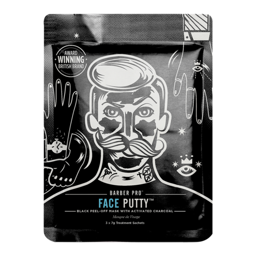 Barber Pro Mens Face Putty Activated Charcoal Black Peel Off Mask 7g x 3 Sachets