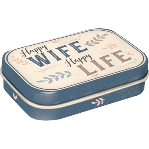 Nostalgic Art Happy Wife Happy Life Pills Novelty Mint Tin Box With Mints 34g