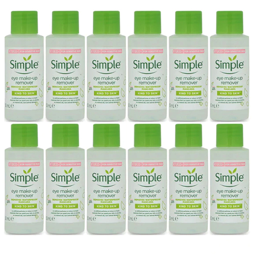 Simple Eye Make Up Remover 50ml Travel Size x 12 Value Pack