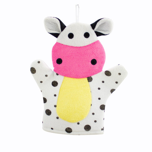 Fun in the Bath Cow Shaped Animal Kids Bath Mit Sponge