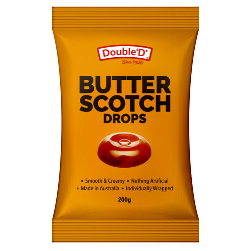 Double D Hard Candy Lollies Butterscotch 200gm