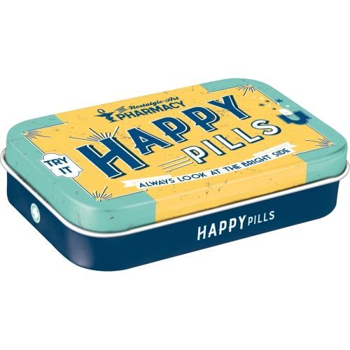 Nostalgic Art Happy Pills Novelty Mint Tin Box XL With Mints 80g