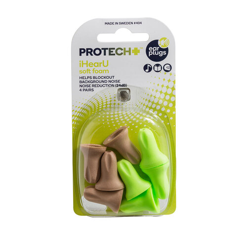 Protech Ear Plugs Noise Control Outdoor Travel Soft Foam iHearU 4 Pairs