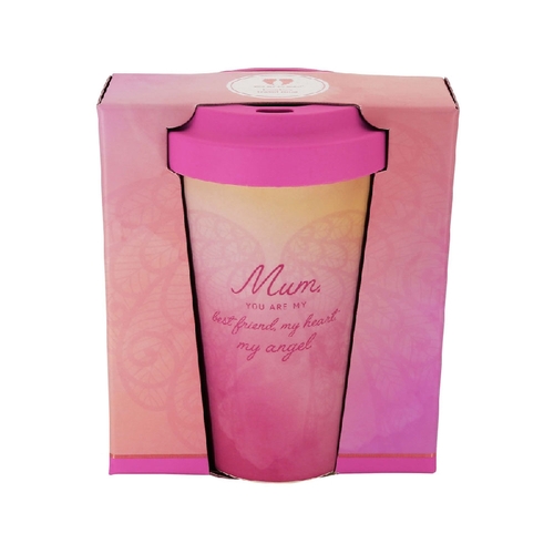 You Are An Angel Bamboo Travel Mug Pink