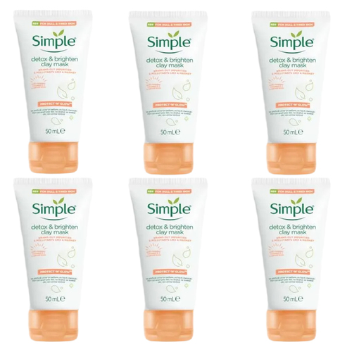 Simple Protect and Glow Detox and Brighten Clay Mask 50ml x 6 Value Pack