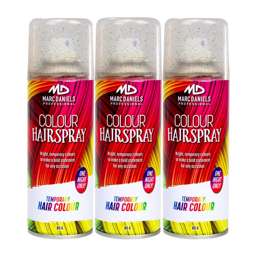 3 x Marc Daniels Hair Colour Spray Multi Glitter 85g