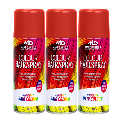  3 x Marc Daniels Hair Colour Spray Red 85g