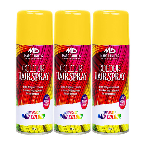  3 x Marc Daniels Hair Colour Spray Yellow 85g