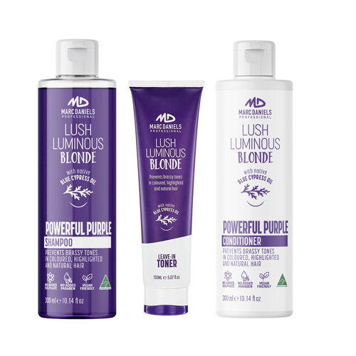 Marc Daniels Trio Pack Purple Blonde 300ml Shampoo, Conditioner & Toner 